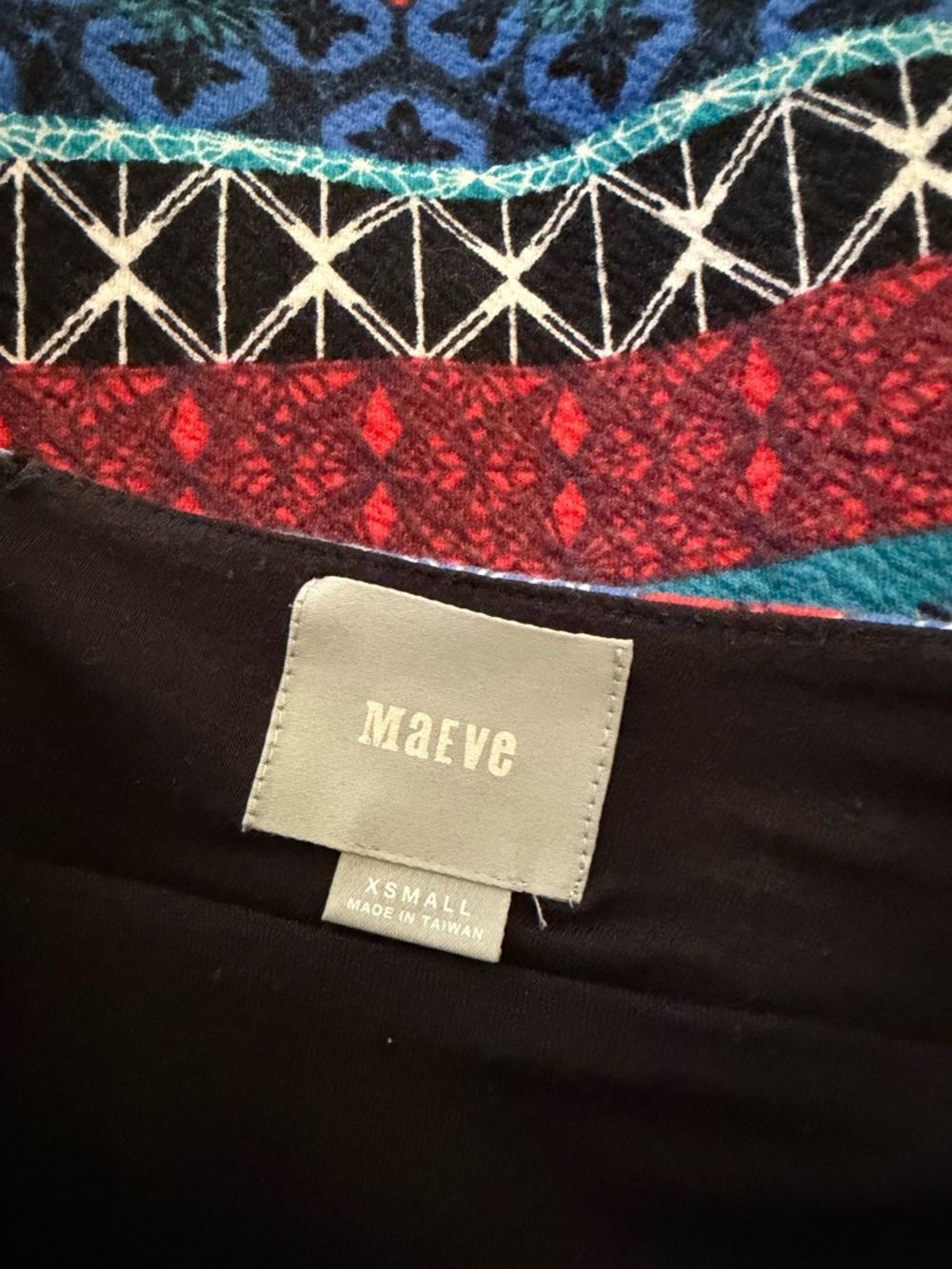 Anthropologie Maeve tearoom Blue Red Cream Geo-Print Skirt - Picture 6 of 7